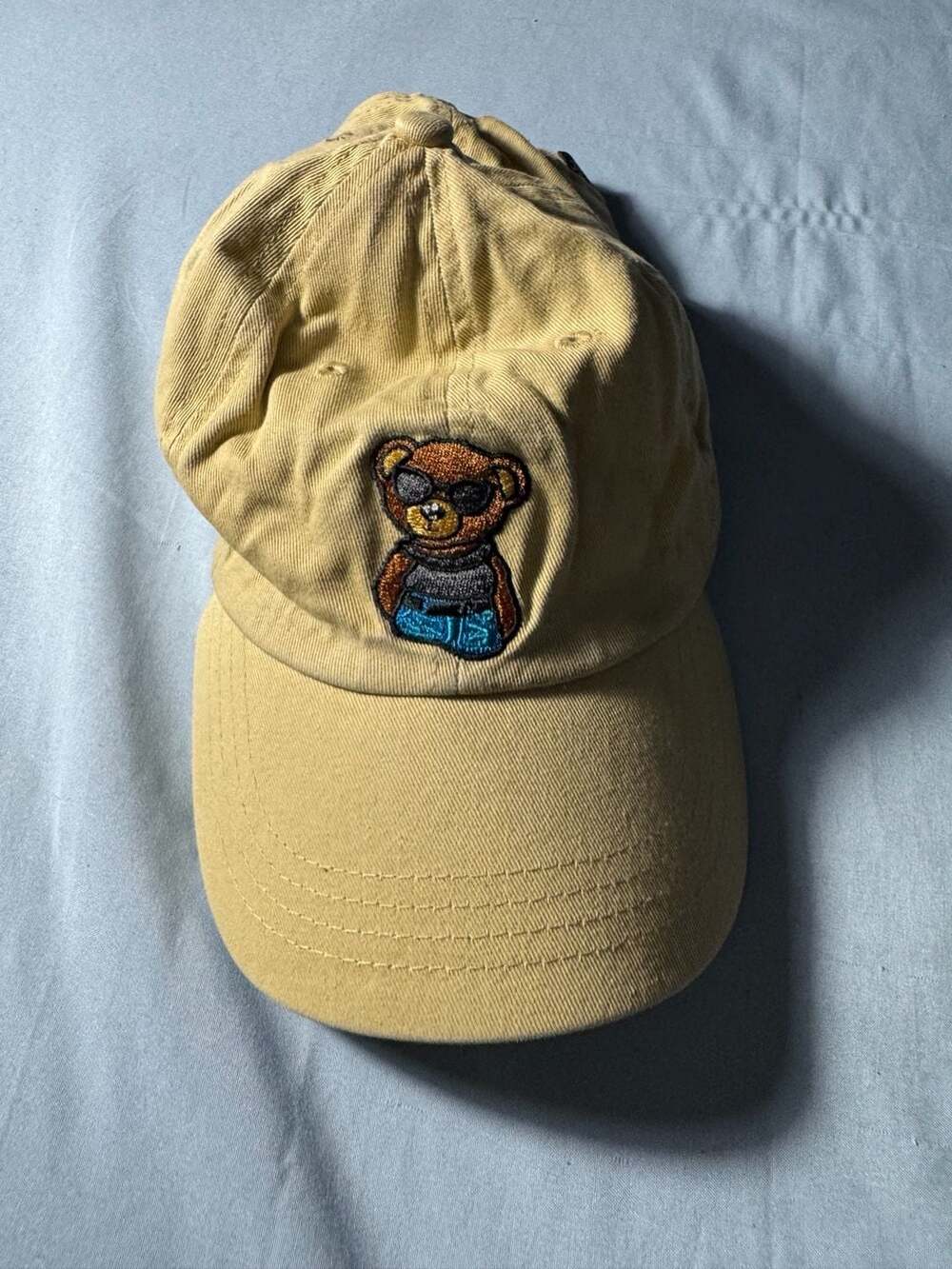 Take That Bear Embroidered Yellow Cotton Baseball Cap